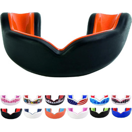 Захисний капу для дітей Oral Mart, чорний/оранжевий, BPA-free, для карате, фетбол, бокс, MMA, хокей (10 років і менше)