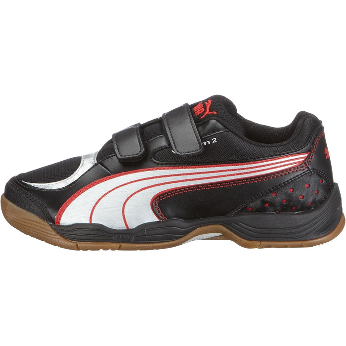 Дитячі спортивні кросівки PUMA Vellum II V Jr, Unisex, Indoor, 28 EU, Чорний/Сріблястий/Червоний