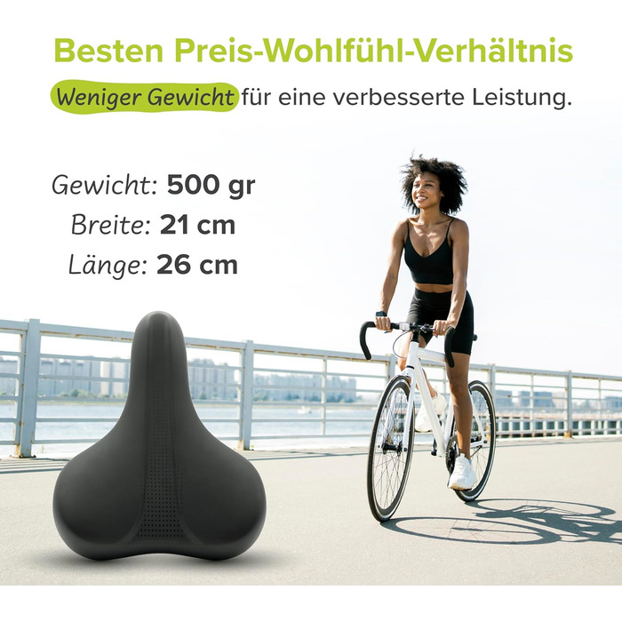 VELMIA Велосипедне сідло 100% Водонепроникне, безшовне та ергономічне - комфортне сідло для чоловіків та жінок, ідеальне для електровелосипедів, міських та гірських велосипедів, сідло (CITY)
