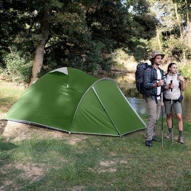 Намет Naturehike для кемпінгу: сімейний намет на 3-4 особи, 3-4 сезонний, для кемпінгу та піших прогулянок (зелений)