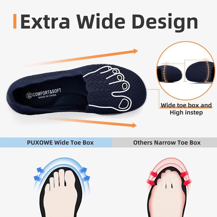 Жіночі трекінгові кросівки Puxowe: легкі, дихаючі, зручні, slip-on, мінімалістичний дизайн, низькі, 38 EU, 2406 Marine