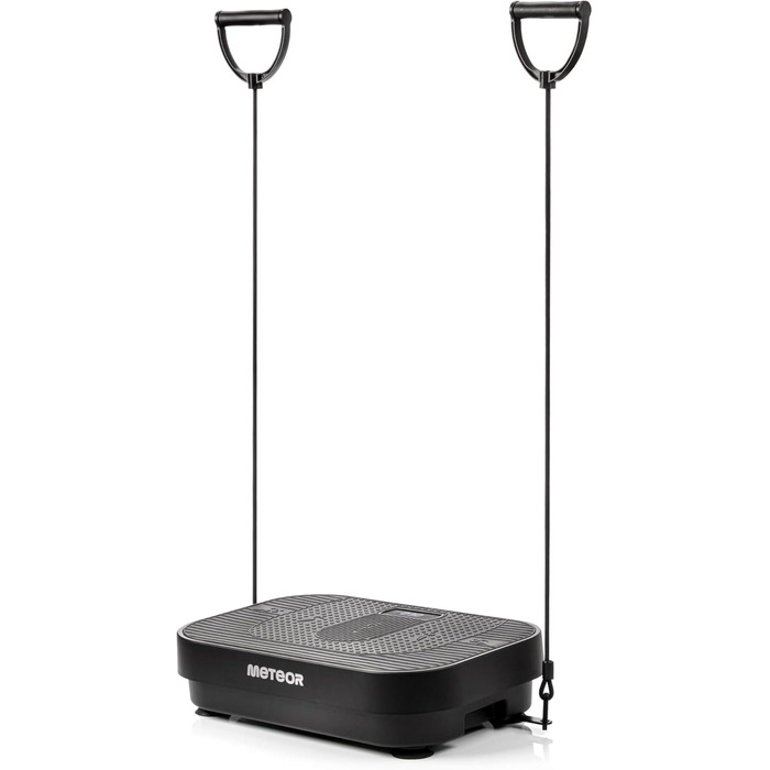 Віброплатформа Meteor для фітнесу вдома: 120 рівнів інтенсивності, 5 програм, 3 зони тренувань, пульт, гумові стрічки, до 160 кг