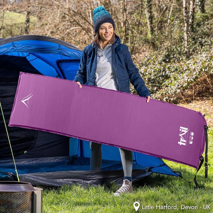 Isomatte Trail Selbstaufblasend з Memory Foam 5 см, ізольований килимок для кемпінгу, фіолетовий колір
