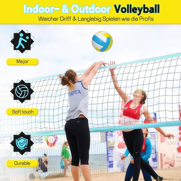 Волейбольний м'яч для пляжу та залу: тренувальний, розмір 5, з рюкзаком та насосом