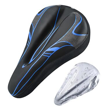 Подушка на сидіння велосипеда AUVSTAR з гелевою вставкою, дихаюча, преміум-якість, для гірського велосипеда, унісекс (Блакитний 02)