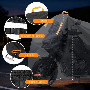 Захисний чохол для мотоцикла Motorrad 4XL, 295x110x140 см, водонепроникний, UV-стійкий, для зберігання на вулиці