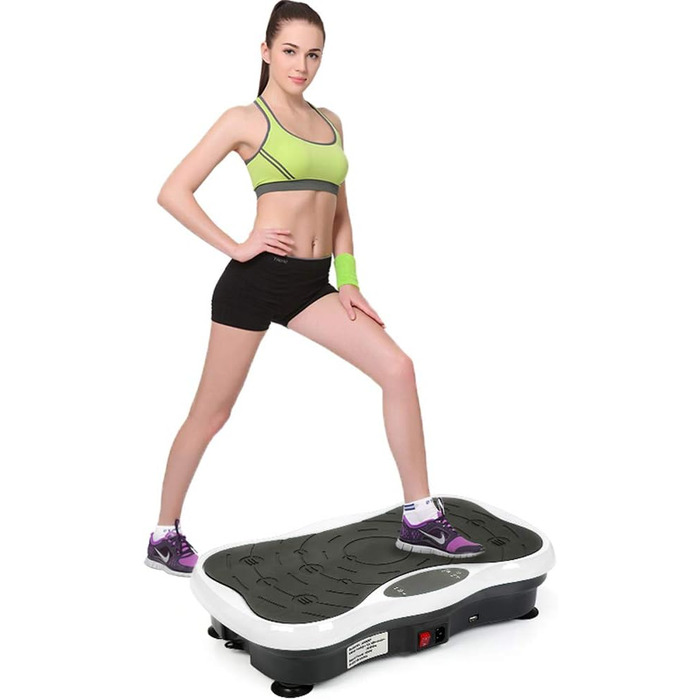 Вібраційна платформа Kedia Fitness для дому та офісу, Bluetooth, USB, Body Shaper (чорний+білий)