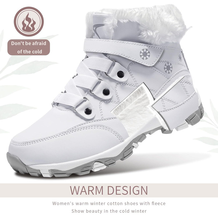 Зимові черевики VITIKE для жінок, теплі, з підкладкою, снігоступи, осінні, туристичні, зимові, 35 EU, білий, зелений