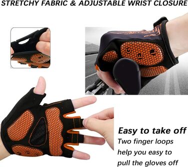 Велосипедні рукавички BIKINGMOREOK для чоловіків та жінок, дихаючі, з амортизацією, неслизькі, MTB, Mountainbike, Unisex (Помаранчевий, S)