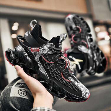 Чоловічі бігові кросівки для вулиці: легкі, зручні, дихаючі, з неслизькою підошвою. Ідеальні для занять спортом, фітнесом, джогінгом. Колір: білий (43 EU, чорний)