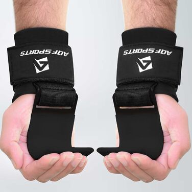 Набори гаків для важкої атлетики AQF – нековзні ручки з гумовим покриттям, 8 мм неопренова підкладка, для чоловіків та жінок (пара), ідеальні для підйому ваги та пауерліфтингу (чорний)