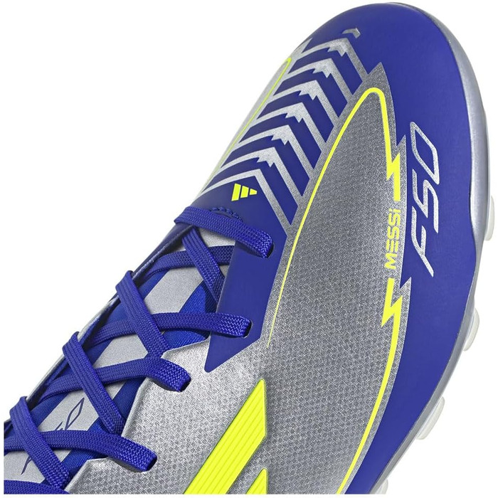 Бутси футбольні adidas F50 League Unisex для штучного покриття, 47 1/3 EU, сріблястий/сонячно-жовтий/блакитний