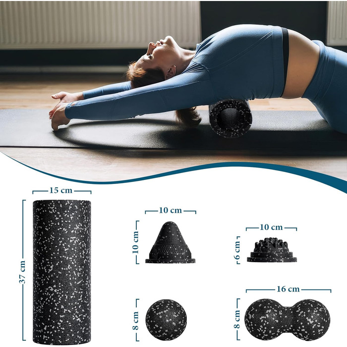 Ролик для фасції Blackroll: комплект для масажу та розслаблення м'язів (з м'ячиком)