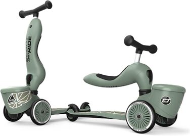 Біговел Scoot & Ride Highwaykick 1 Lifestyle з сидінням та контейнером (Зелені лінії)