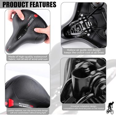Велосипедне сідло для жінок та чоловіків, гелеве ергономічне сідло, водонепроникне, м'яке, комфортне, дихаюче, амортизуюче, для міського велосипеда, гірського велосипеда, шосе, електровелосипеда