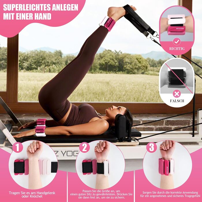 Утяжелители для ног и рук 2 шт. 0.9 кг (пара) - манжеты на лодыжки и запястья для фитнеса, бега, кардио, аэробики, розовый градиент