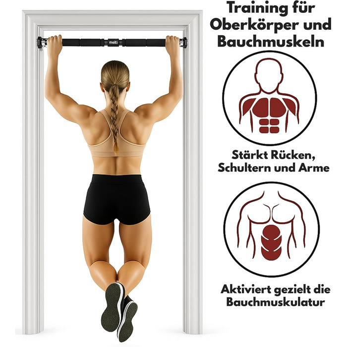 Кімнатна турнік Klimmzugstange для дверного прорізу, регульований 63–100 см, монтаж без свердління, нековзкі ручки, витримує до 100 кг