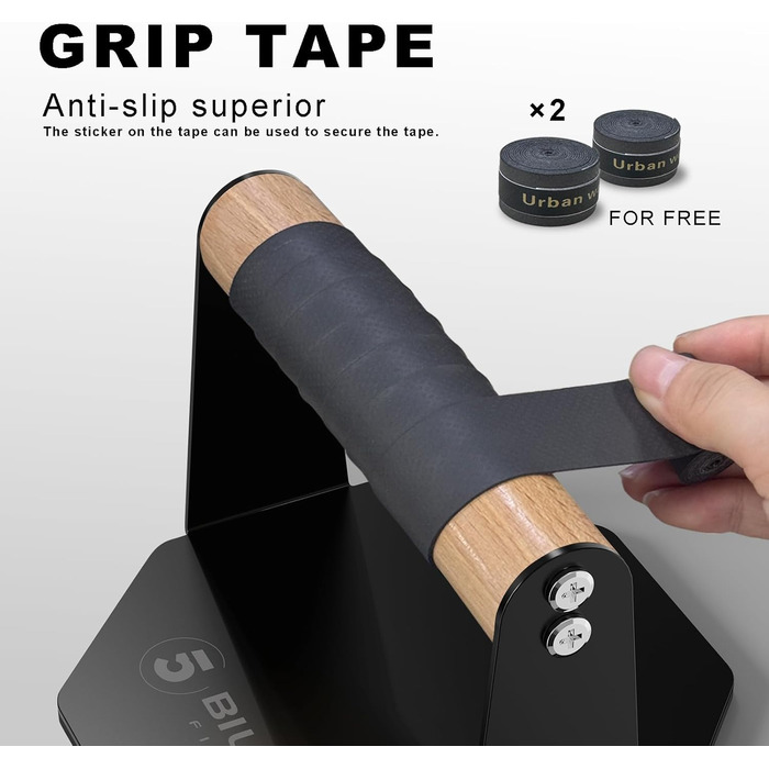 5BILLION Ручки для віджимань Push Up Bars - тренажер для дому, підтримка м'язів спини та рук, піна (чорний), сталь + дерево