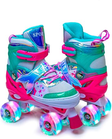 Дитячі ролики-хвіст русалки Scale Sports для дівчаток, регульовані, з підсвічуванням, розмір L (2.5-5 UK), м'ятно-рожеві