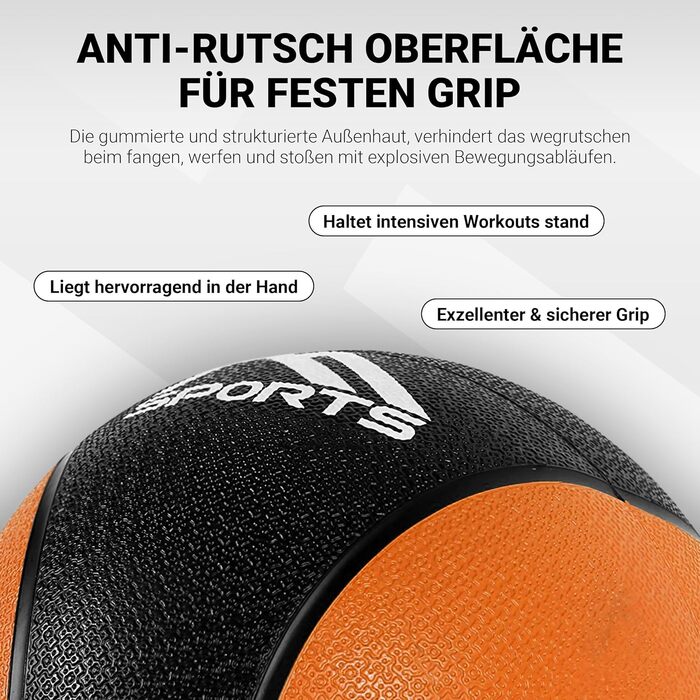 М'яч для фітнесу MSports 2-10 кг - професійний, для залу, з постер-інструкцією, оранжевий