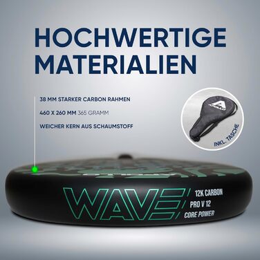 Ракетка для падел Apollo Padelschläger 12K Carbon (унісекс, для початківців та професіоналів, м'ятний колір)