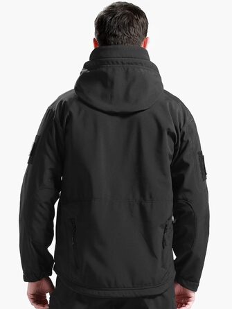 Чоловіча зимова тактична куртка FREE SOLDIER Military Softshell: водонепроникна вітрозахисна куртка з флісовою підкладкою та капюшоном для полювання та outdoor, р. L, темно-чорна