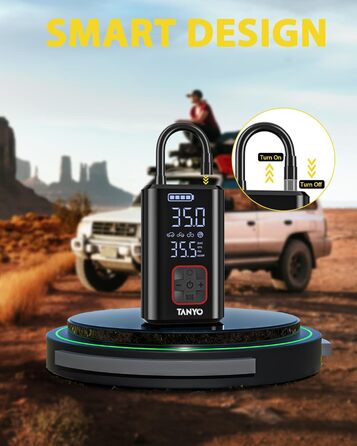 Електричний акумуляторний компресор TANYO 150PSI для авто, велосипедів, мотоциклів і м'ячів, з цифровим манометром і LED підсвічуванням, портативний насос 12В