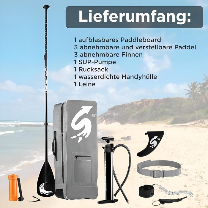 Надувний SUP SereneLife для дорослих та дітей: комплект з веслом, насосом та сумкою. Touring SUP для річки, моря та озера. Максимальне навантаження 155 кг.