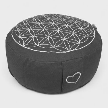 Медитаційна подушка maylow Yoga з вишивкою Квітка Життя, 33x15 см, для йоги, наповнювач біо-спельта, чохол і напірник з бавовни, для початківців і досвідчених, прана, екологічна