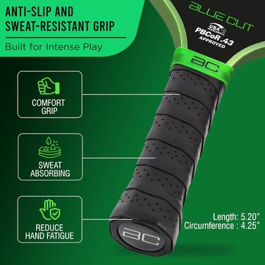 Pickleball-Paddel Blue Cut: Шлагбаум для піклболу з вуглецевим волокном T700, 16 мм соти, поверхня для обертання, Pro Power Speed & Control, з чохлом