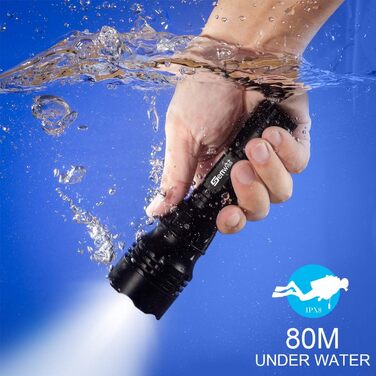 Ліхтар під водою Genwiss GN-T43: 1000 люмен, 80м водонепроникність, акумулятор, для дайвінгу та підводного плавання