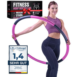 Hula Hoop для дорослих 1.5 кг, регульований, стабільний - обруч для фітнесу та схуднення (NBR піна) - графітово-пурпуровий