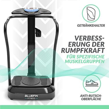 Вібраційна платформа Bluefin Fitness Pro, оновлений дизайн, безшумні мотори, вбудовані динаміки, чорна