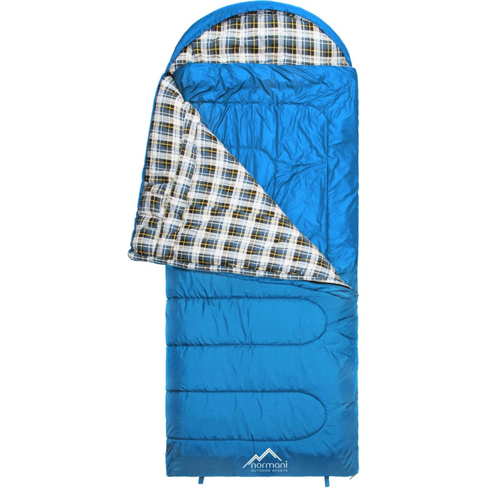 Сплячий мішок Normani Antarctica 4-в-1 для екстремальних умов, 220x90 см, Nylon Rip-Stop, Hollow Fiber 500+250 г/м², блакитний, ліворуч