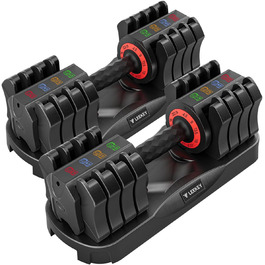 Набір регульованих гантелей LEEKEY 10.2 кг, 1 пара: для фітнесу та тренувань, антиковзний грип, швидке регулювання ваги