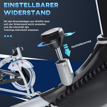 Велотренажер HOMCOM Speedbike для дому, 15 кг маховик, регульоване навантаження, LCD-монітор, до 180 кг, метал/ABS, сріблястий+чорний