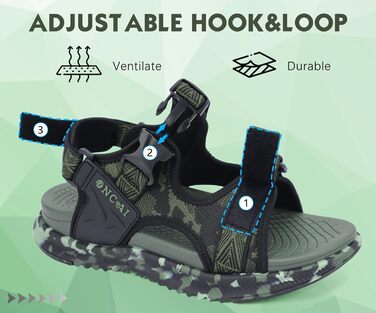 Чоловічі сандалі Oncaі Wandersandalen: ортопедичні трекінгові сандалі для відновлення, пляжу та спорту, зелений камуфляж, розмір 47 EU