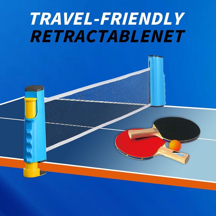 Мережа для настільного тенісу Flintronic, висувна, портативна, 170 см (синьо-жовта)
