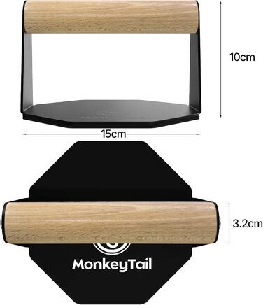 Ручки для віджимань MonkeyTail для дому та тренування рук, дерев'яно-металеві, чорні