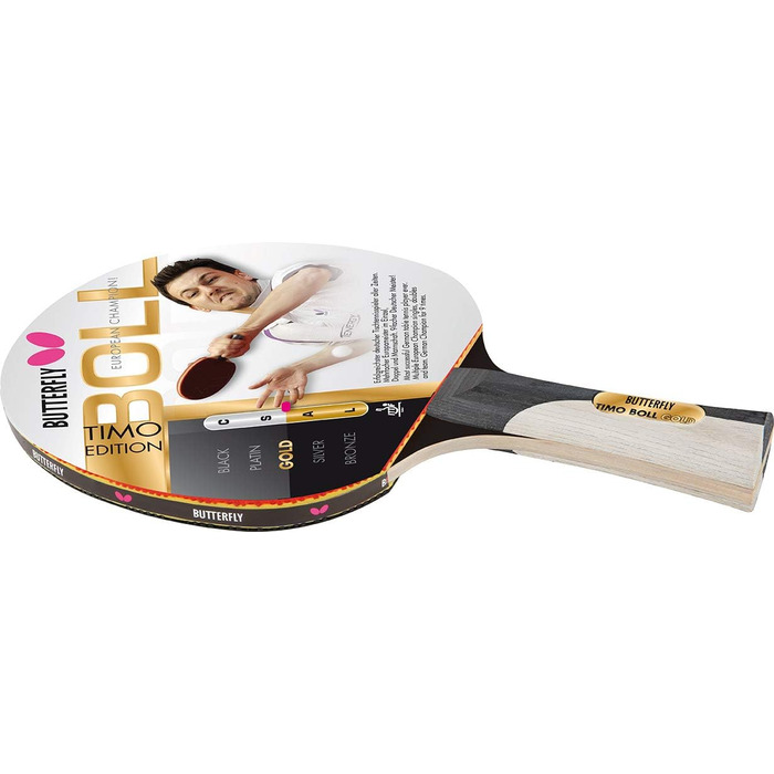 Настільний тенісний ракетка Butterfly Timo Boll Gold 85020 для тренувань, ITTF сертифікований, пан Азія накладка, ввігнута ручка