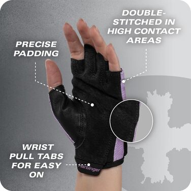 Рукавички для важкої атлетики Harbinger Power Gloves 3.0, жіночі M Carbon, шкіра, напівпальці, регульований ремінець