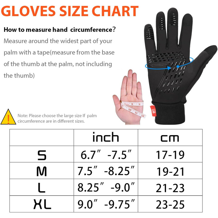 Зимові рукавички з антиковзким покриттям, сенсорні, вітронепроникні, термо, для їзди на велосипеді, чорні, S