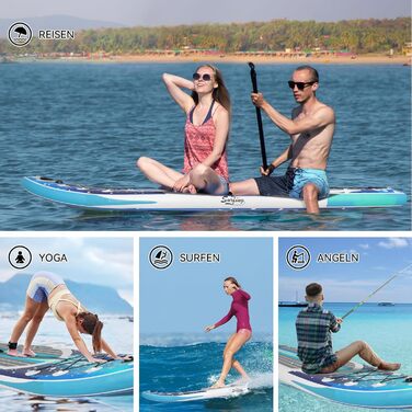 Надувна SUP-дошка ZealWe 320/335 см з веслом, сидінням, рюкзаком і насосом, для серфінгу та веслування стоячи, до 150 кг