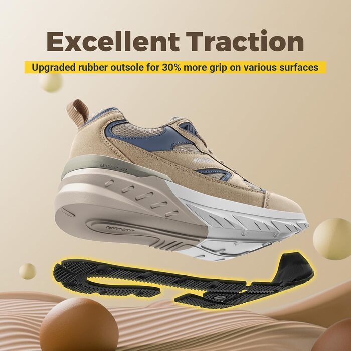 Кросівки FitVille для чоловіків, широкі, для бігу та занять спортом. Зручні кросівки з антиковзкою підошвою, дихаючі, для бігу по вулицях, на природі, для джогінгу, фітнесу та ходьби. Широкі кросівки для широкої стопи (50 EU X-широкі, бежеві з синім)