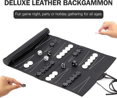 Набір для гри в шашки (бекґеммон) дерев'яний, 15 дюймів, для дорослих та дітей, портативний, коричневий, темно-сірий