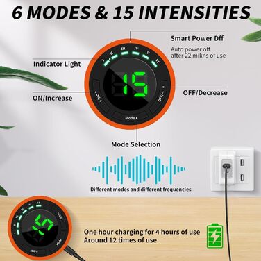 Електричний тренажер для пресу EMS, тренажер для живота, безпечний та ефективний, 6 режимів, 15 інтенсивностей, 10 шт. запасних електродів