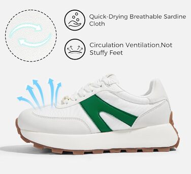 Кросівки жіночі Lucky Step на платформі, ретро-стиль, для бігу, тенісу та повсякденного носіння (Сіро-зелені, 41 EU)