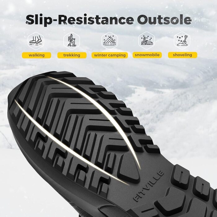 Зимові чоботи чоловічі FitVille широкі з клямками, неслизькі, теплі, для активного відпочинку, розмір 40-50 (46 EU X-широкі, чорні)
