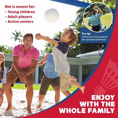 Набір для бадмінтону Boulder Portable - для тенісу, софт-тенісу, піклбол, дитячий волейбол. Легкий монтаж, нейлонова сітка з опорами (синьо-червоний, 5.18 м)