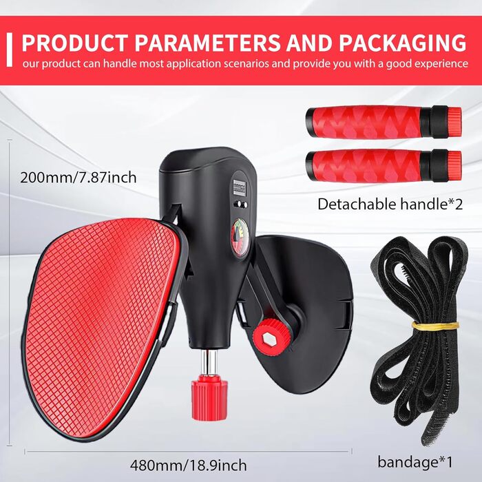 Тренування стегон та тазового дна: тренажер для дому з регульованими ременями та ручками (чорний + червоний)